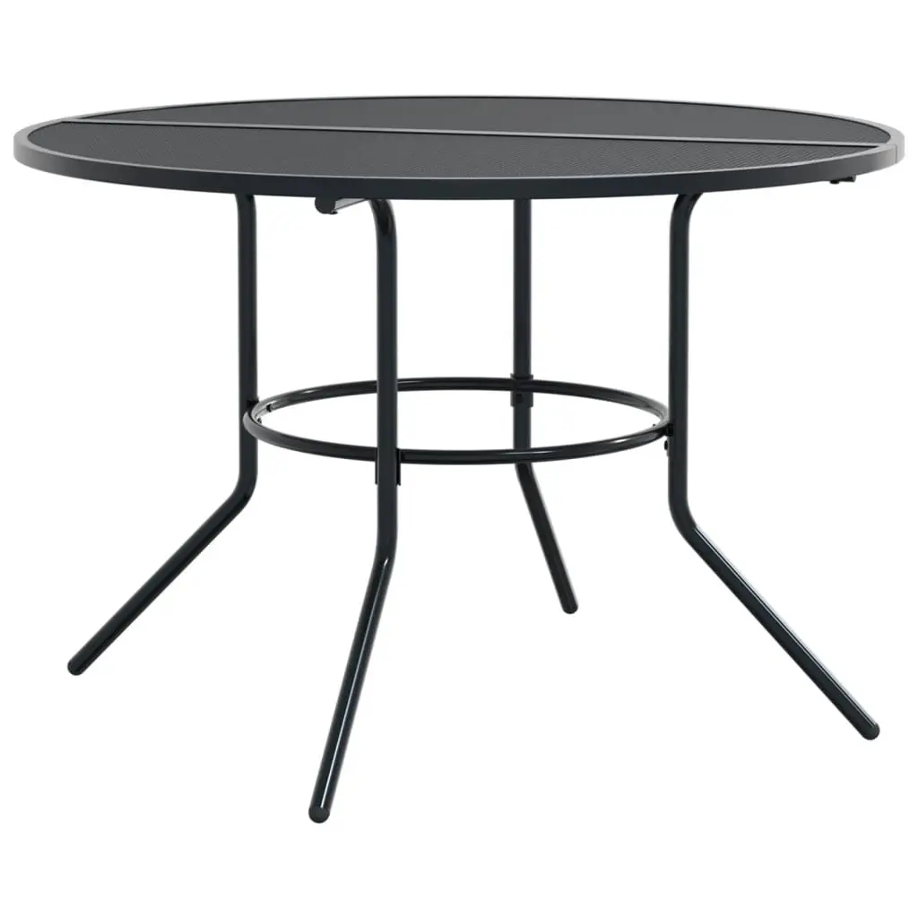 Round Patio Table Anthracite 110cm Powder-coated Steel Outdoor Garden Dining