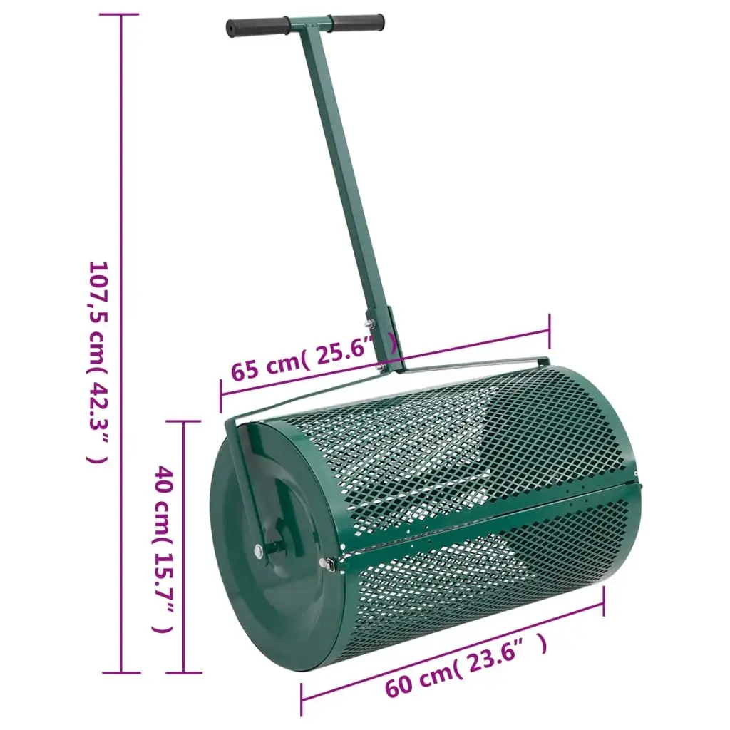 Compost Spreader 75L Garden Lawn Roller Fertilizer Manure Aerator Tool Steel