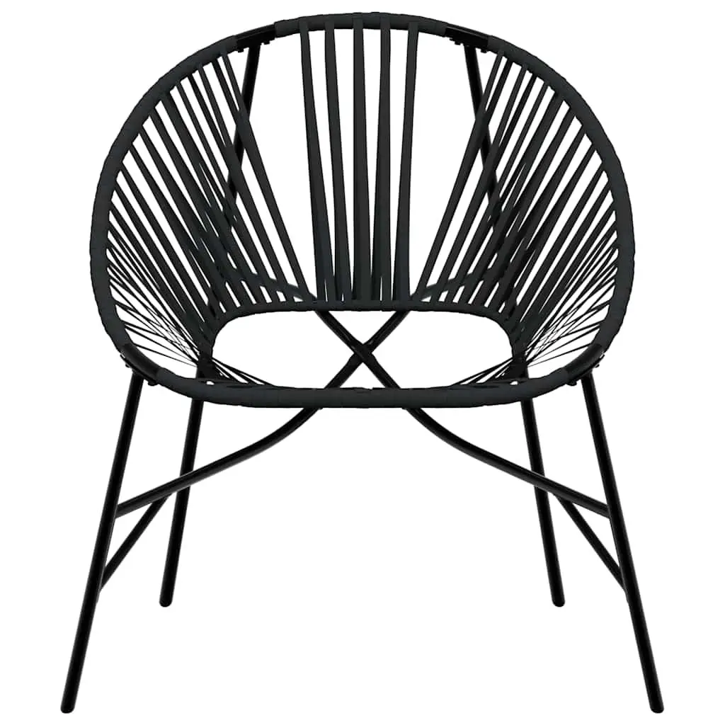 Outdoor Egg Chair Black PE Rattan Powder-coated Steel Frame Supportive Backrest Armrests