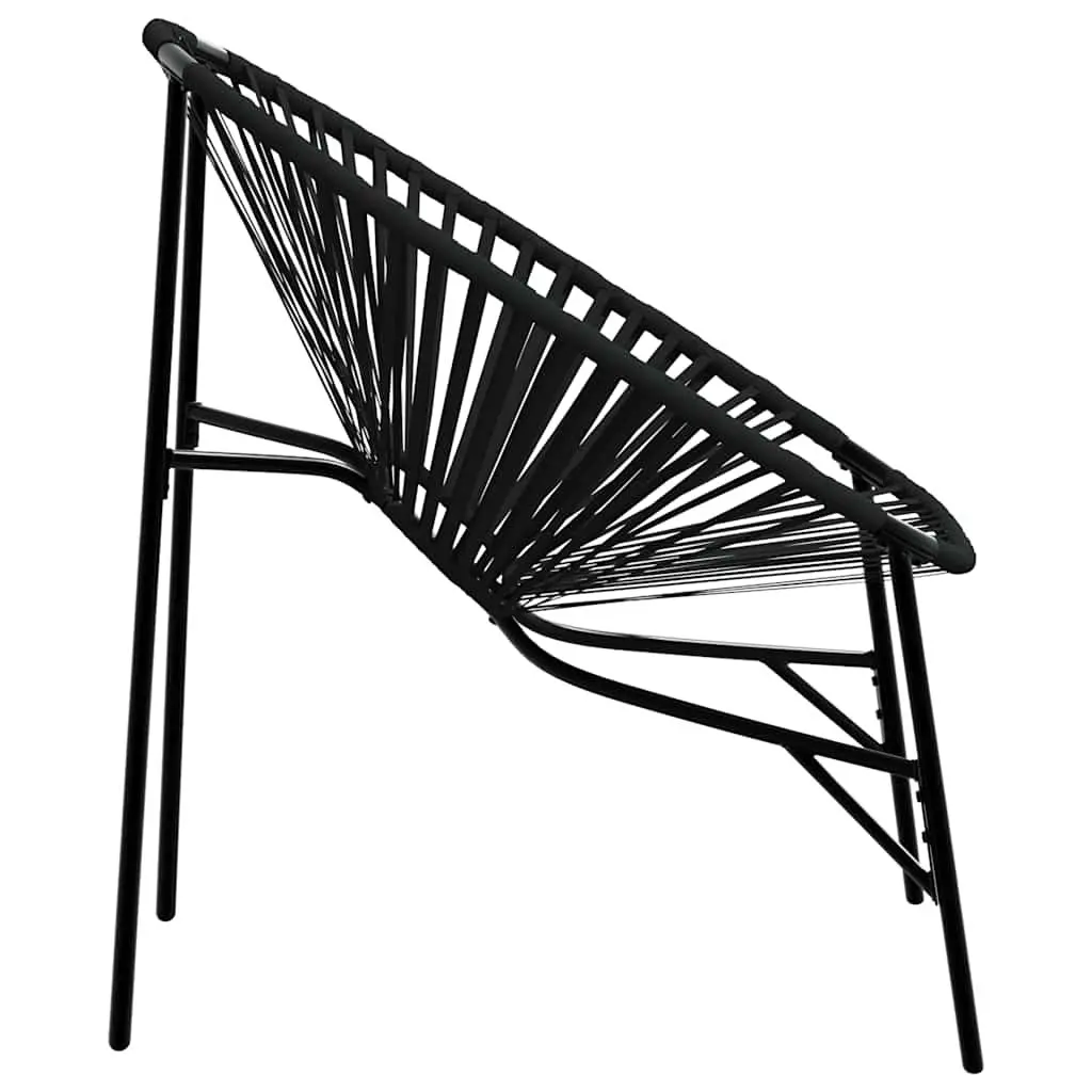 Outdoor Egg Chair Black PE Rattan Powder-coated Steel Frame Supportive Backrest Armrests