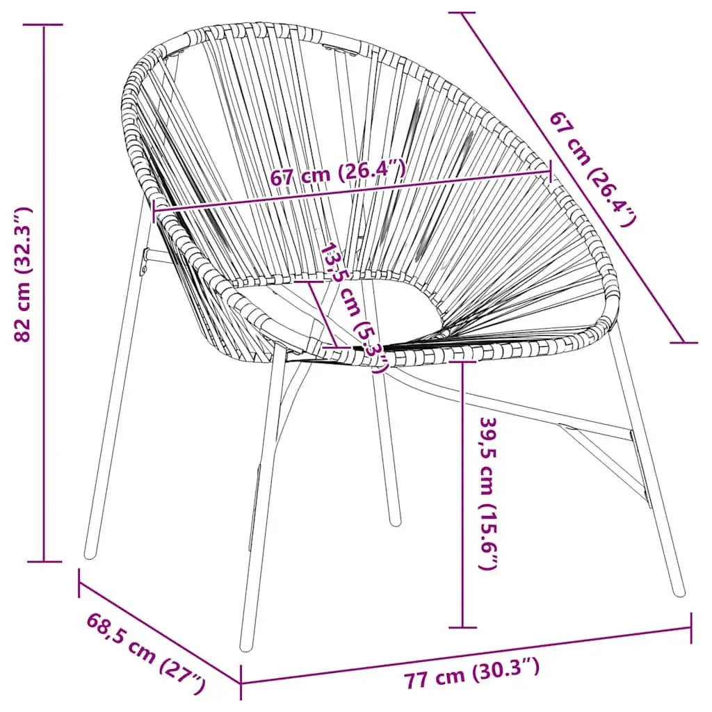 Outdoor Egg Chair Black PE Rattan Powder-coated Steel Frame Supportive Backrest Armrests