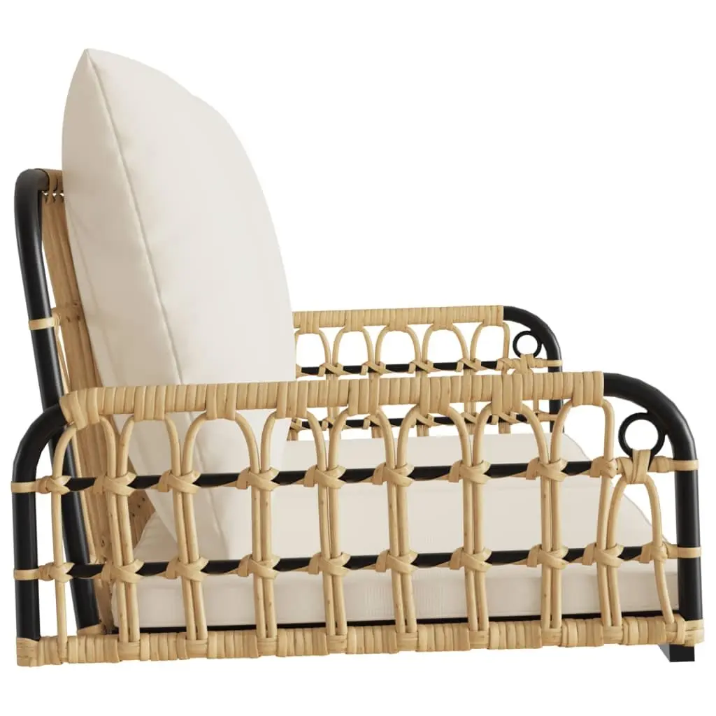 Swing Bench Brown Outdoor Garden Seating Poly Rattan Steel Frame with Cushions