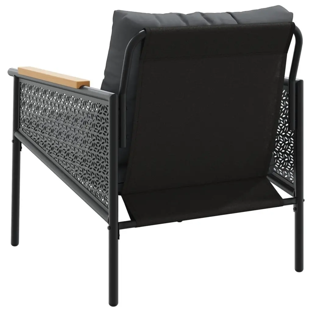 4 Piece Balcony Furniture Set Black Steel Frame Outdoor Patio Garden Seating with Padded Cushions