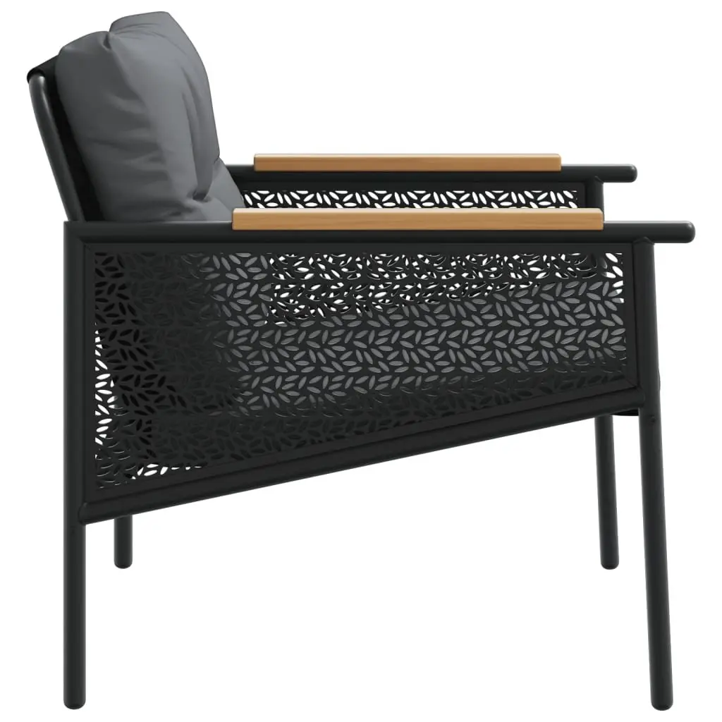 4 Piece Balcony Furniture Set Black Steel Frame Outdoor Patio Garden Seating with Padded Cushions