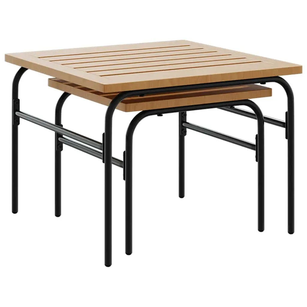 Garden Nest Coffee Tables 2 Pieces Brown Black Steel Outdoor Furniture