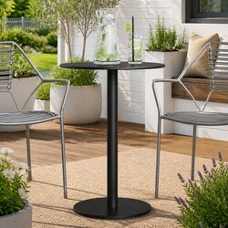 Compact and Versatile Black Round Garden Table Ø50cm