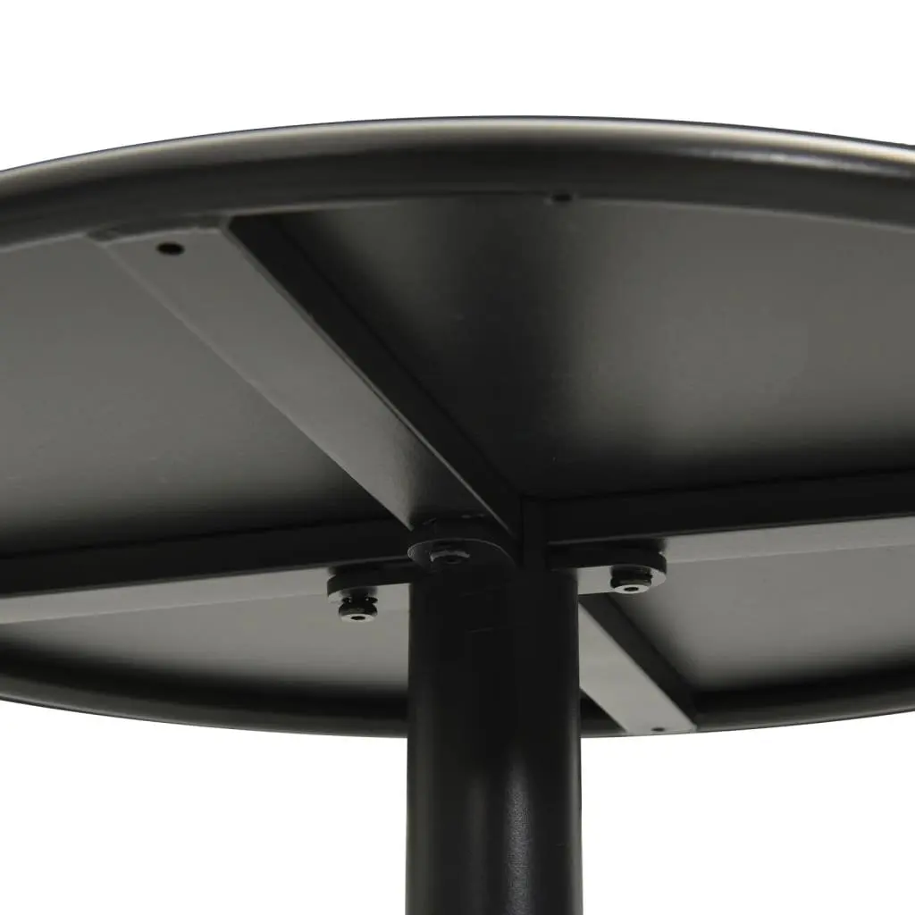 Round Garden Table Black Ø50cm Steel Frame Outdoor Dining Height 72cm