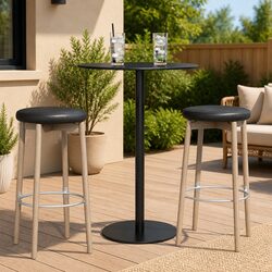 Round Garden Table Black Ø60cm Outdoor Patio Furniture Steel Frame Dining