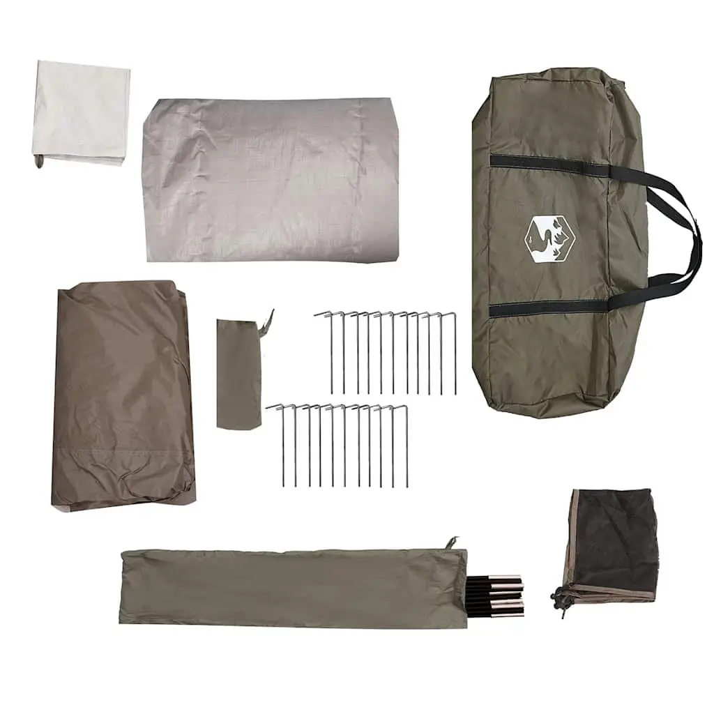Camping Tent Brown 4-Person Waterproof Fibreglass Poles Easy Setup
