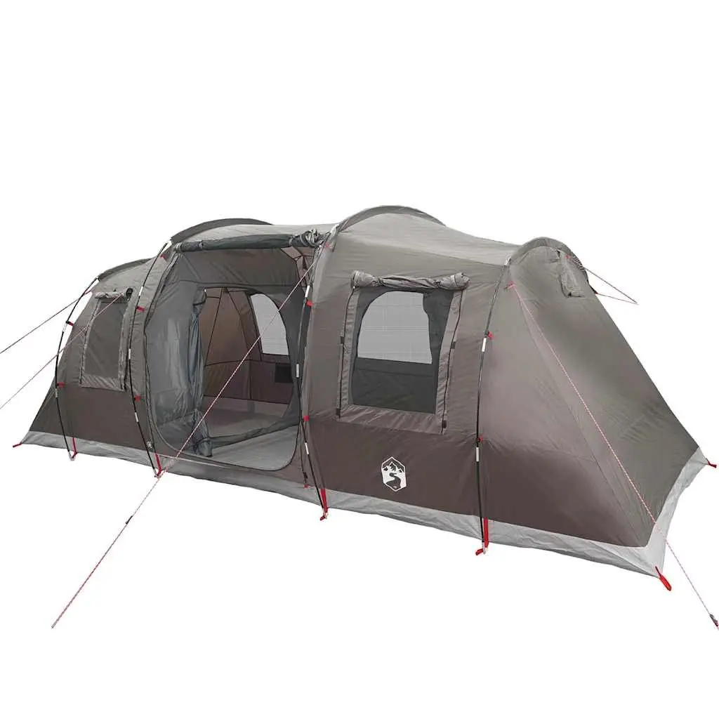 Camping Tent Brown 4-Person Waterproof Fibreglass Poles Easy Setup