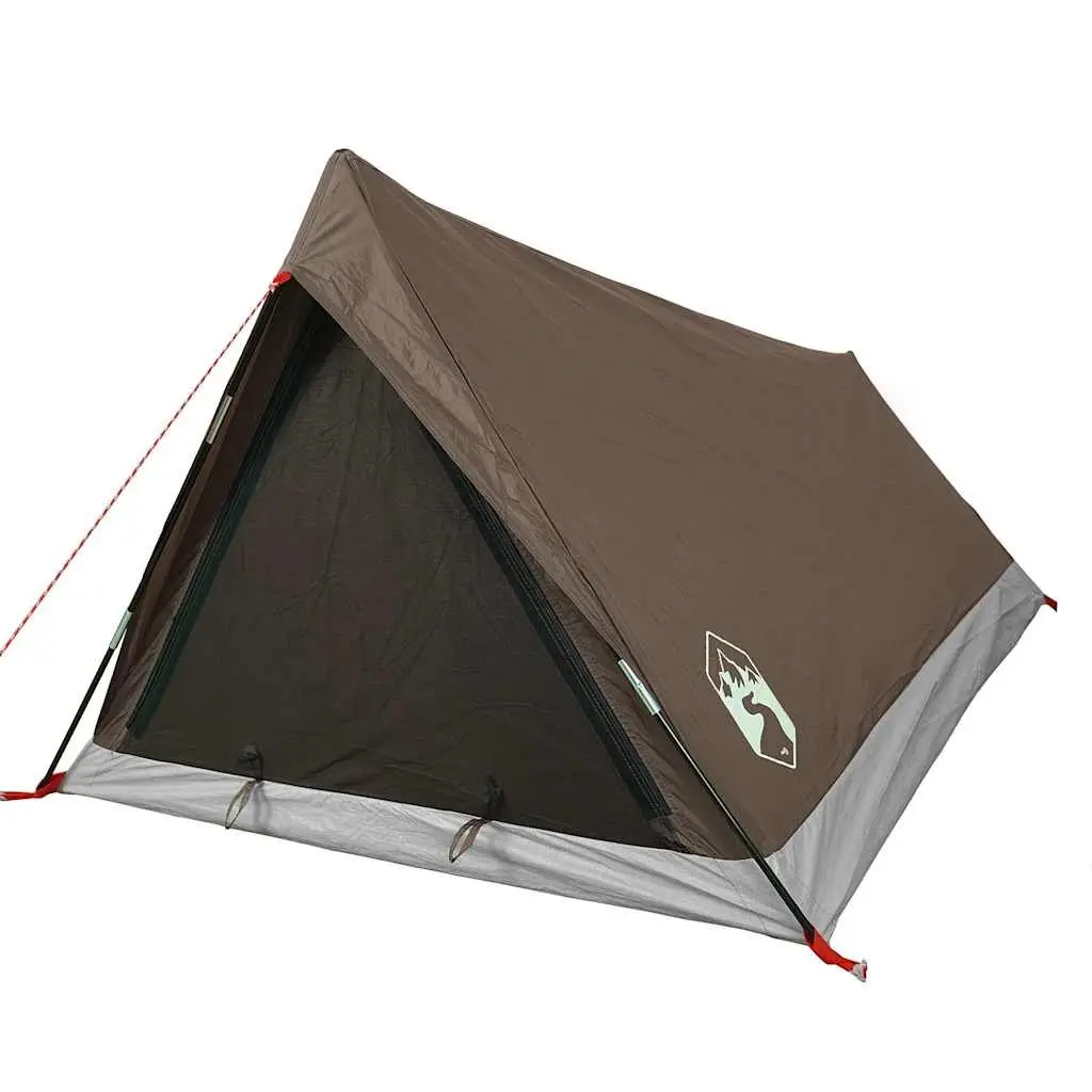 Camping Tent Brown 2-Person Waterproof Mosquito Protection Mesh Ventilation