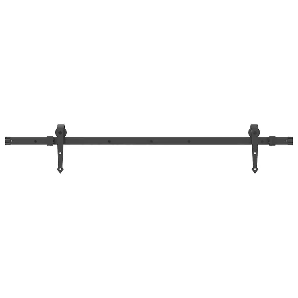 Sliding Door Hardware Kit Black 152.5cm Powder-coated Steel Track Rail System