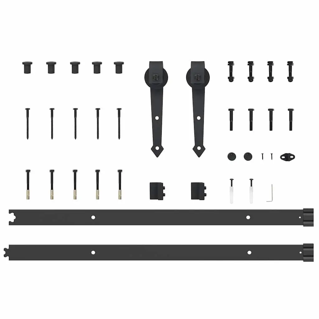 Sliding Door Hardware Kit Black 152.5cm Powder-coated Steel Track Rail System