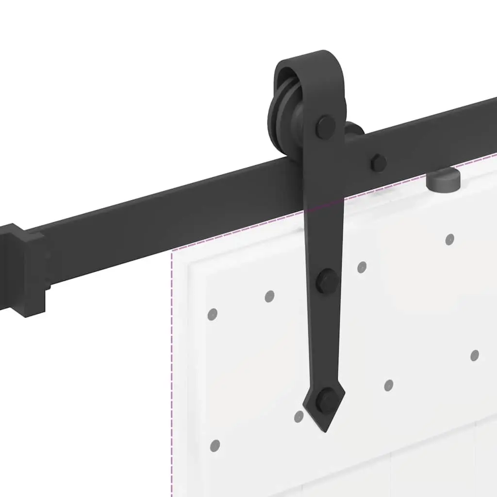 Sliding Door Hardware Kit Black 213.5cm Powder-Coated Steel Track System