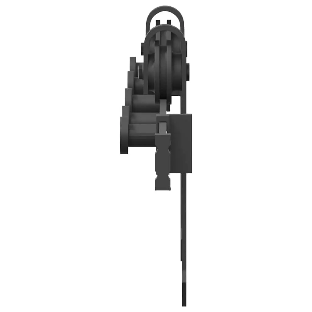 Sliding Door Hardware Kit Black 213.5cm Powder-Coated Steel Track System