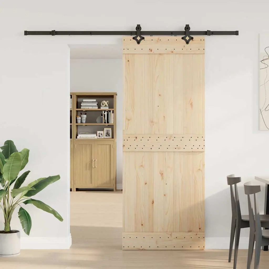 Sliding Door Hardware Kit Black 213.5cm Powder-coated Steel Track System