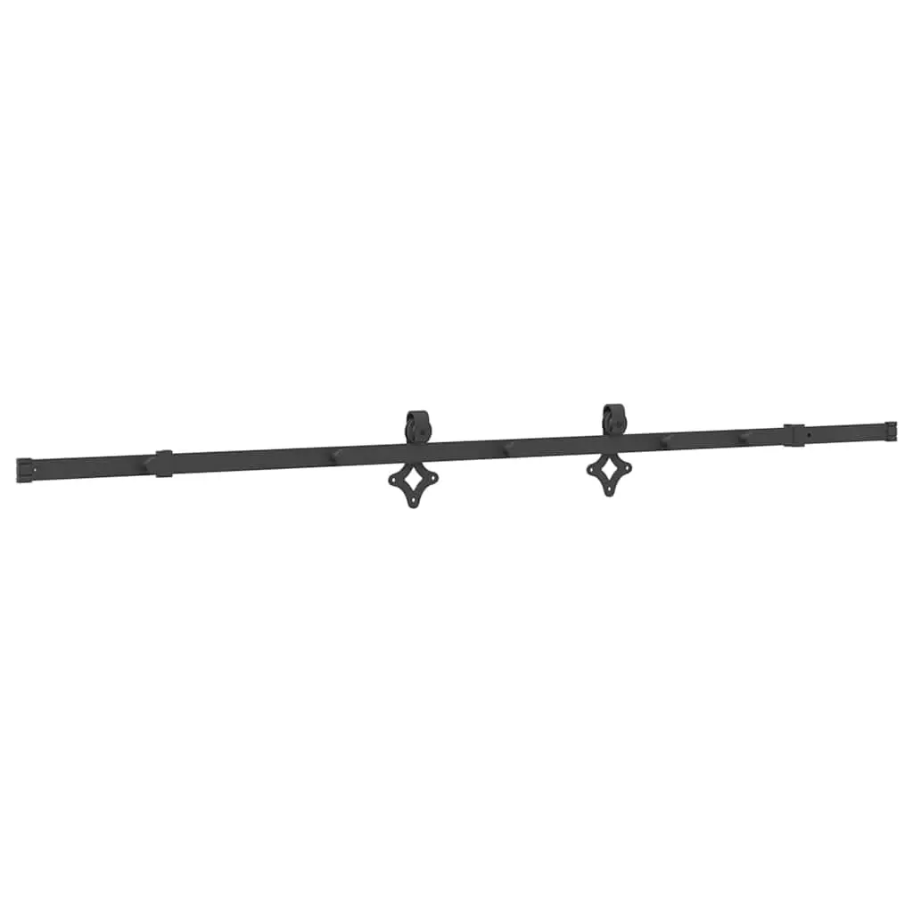 Sliding Door Hardware Kit Black 213.5cm Powder-coated Steel Track System