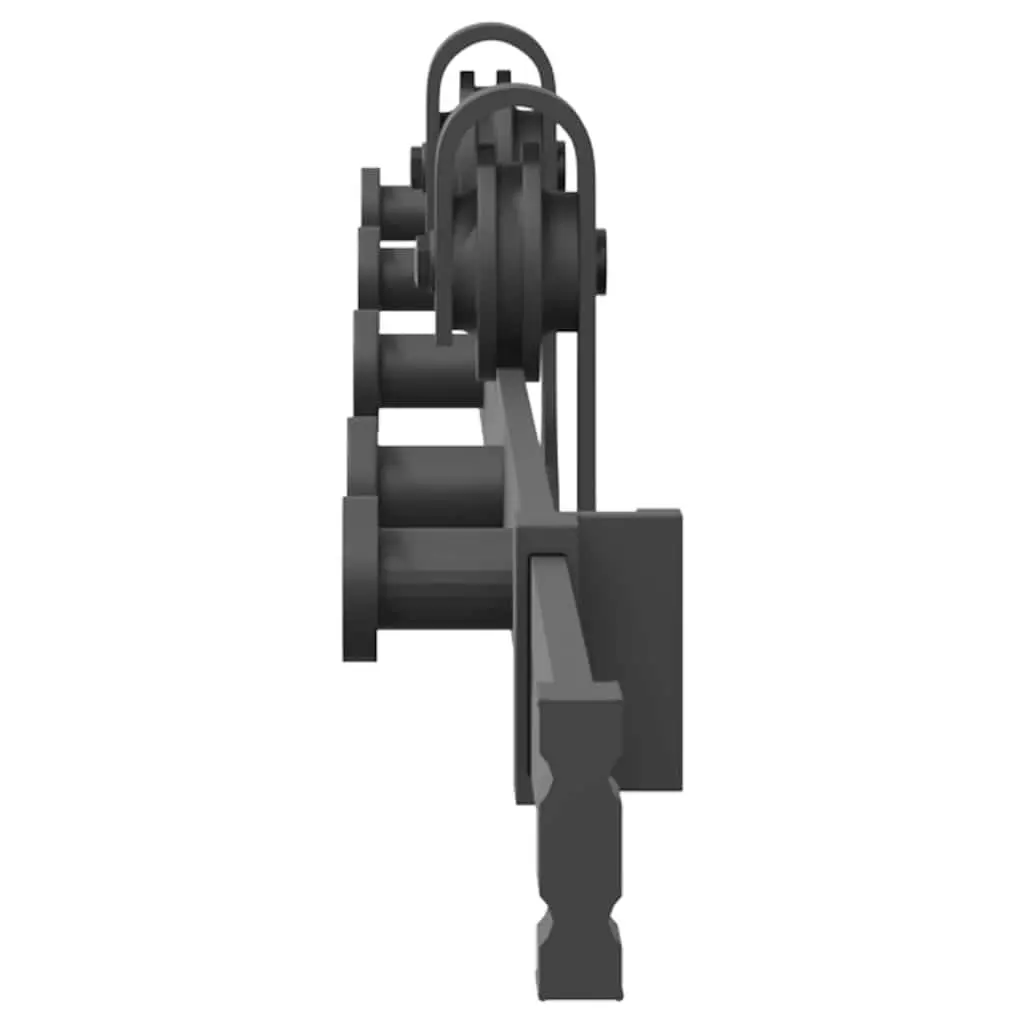 Sliding Door Hardware Kit Black 213.5cm Powder-coated Steel Track System