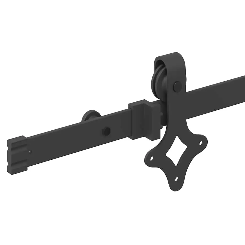 Sliding Door Hardware Kit Black 213.5cm Powder-coated Steel Track System