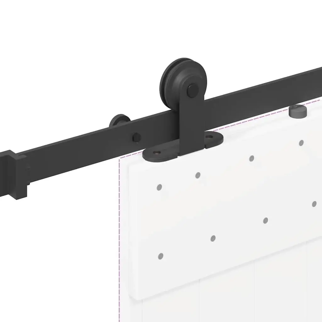 Sliding Door Hardware Kit Black 213.5cm Powder-Coated Steel Track Rail System