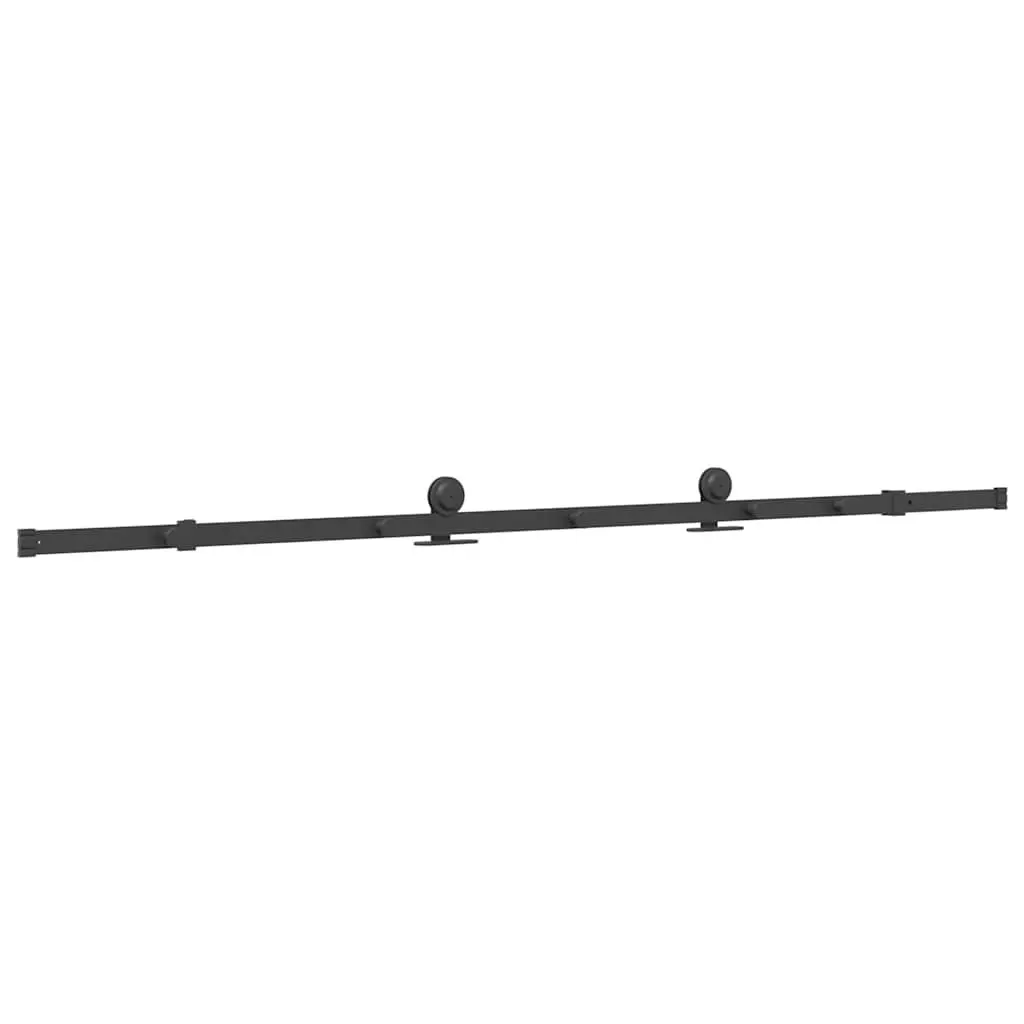 Sliding Door Hardware Kit Black 213.5cm Powder-Coated Steel Track Rail System