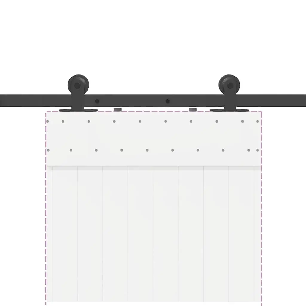 Sliding Door Hardware Kit Black 213.5cm Powder-Coated Steel Track Rail System