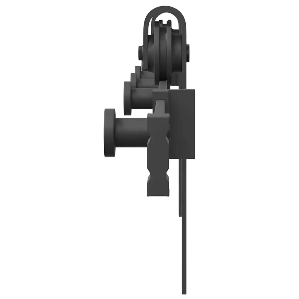 Sliding Door Hardware Kit Black 152.5cm Powder-coated Steel Track System with Internal Bearings and Door Stops