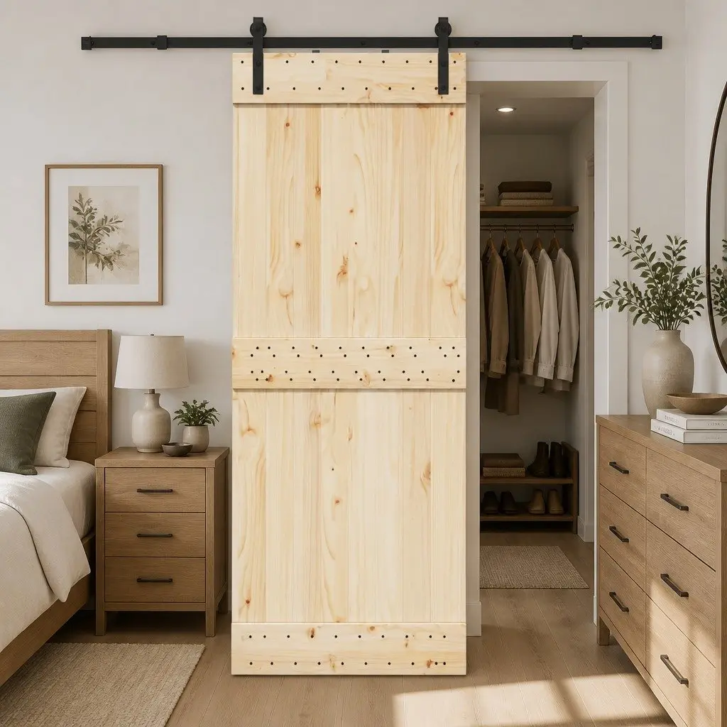 Sliding Door Hardware Kit Black 213.5cm Powder-coated Steel Track System