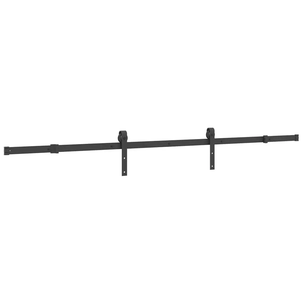 Sliding Door Hardware Kit Black 213.5cm Powder-coated Steel Track System