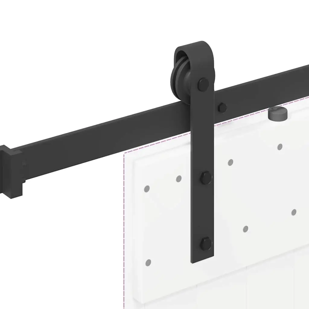 Sliding Door Hardware Kit Black 213.5cm Powder-coated Steel Track System