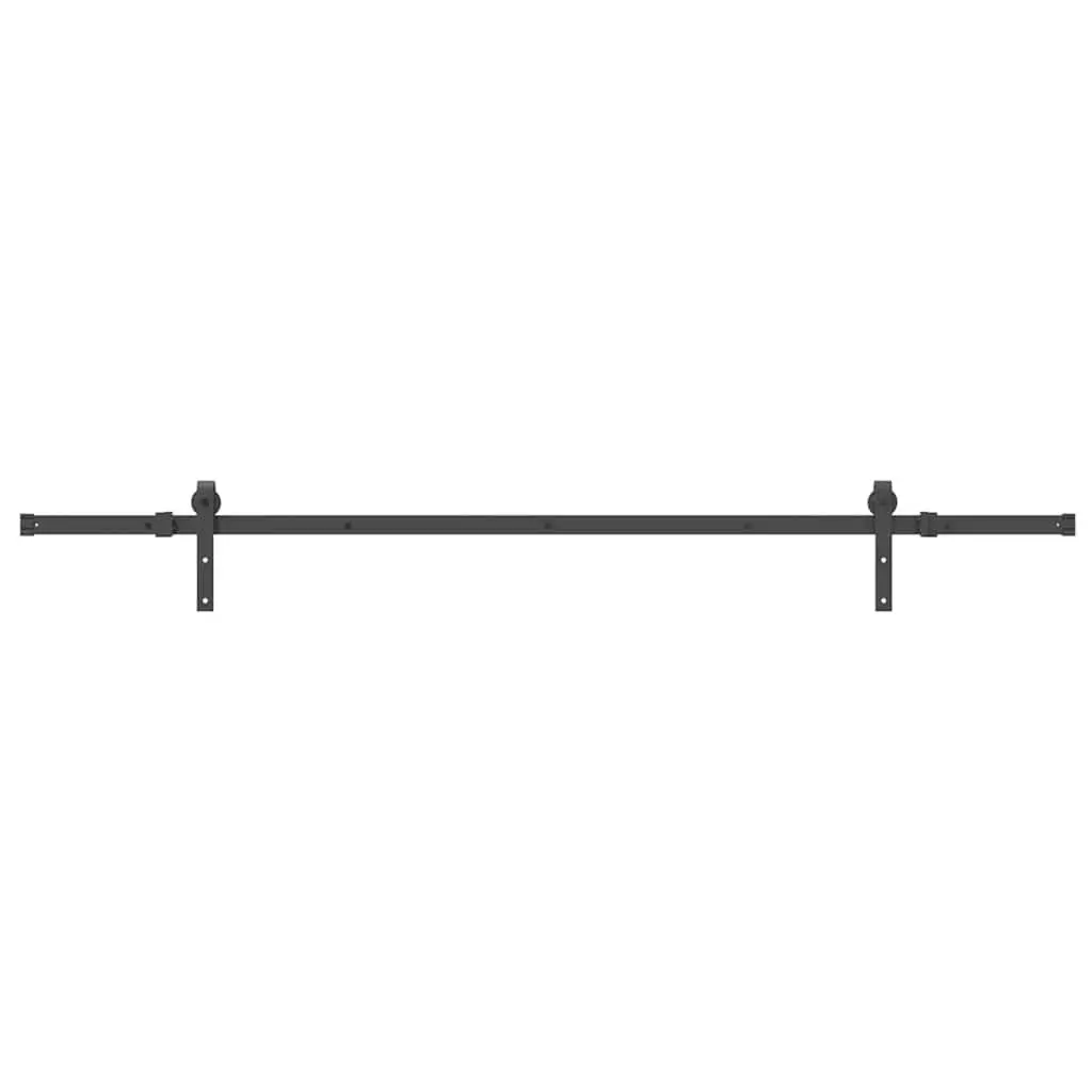Sliding Door Hardware Kit Black 213.5cm Powder-coated Steel Track System
