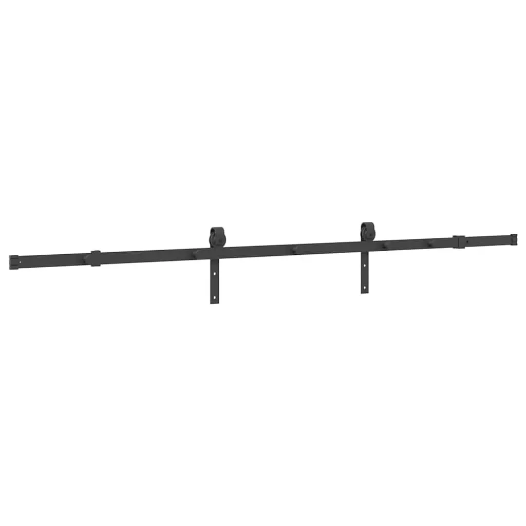 Sliding Door Hardware Kit Black 213.5cm Powder-coated Steel Track System