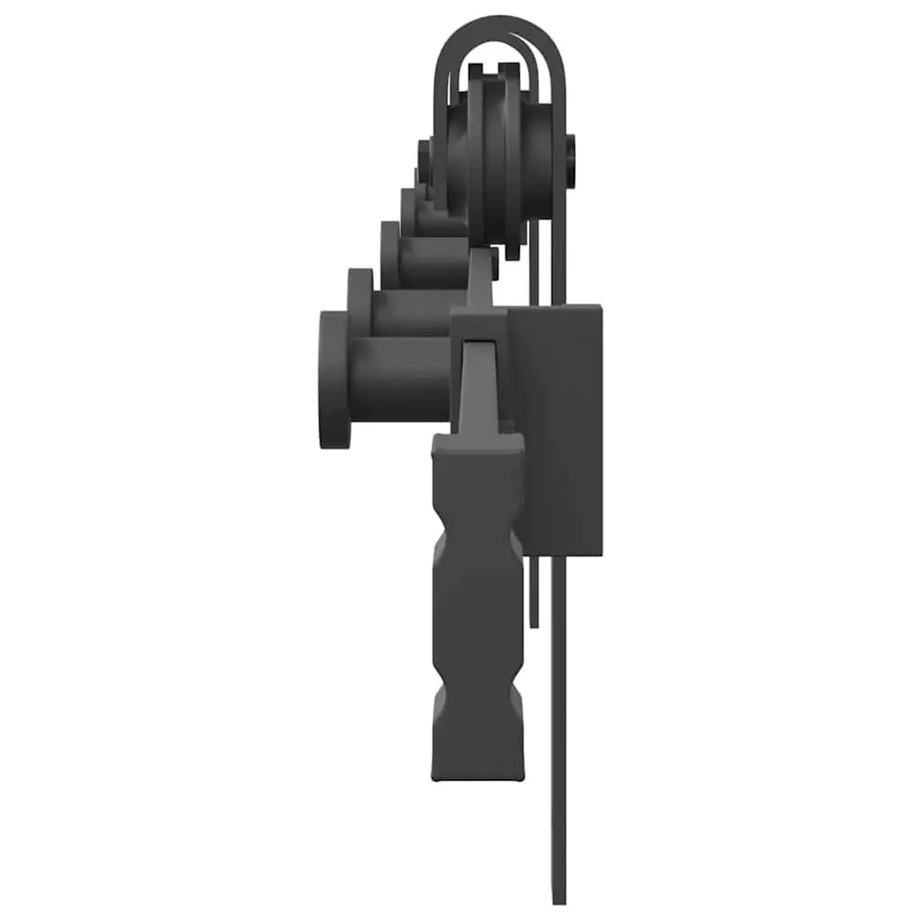 Sliding Door Hardware Kit Black 213.5cm Powder-coated Steel Track System