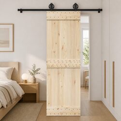 Sliding Door Hardware Kit 183cm Steel Track Rail System Floor Guide Barn Door