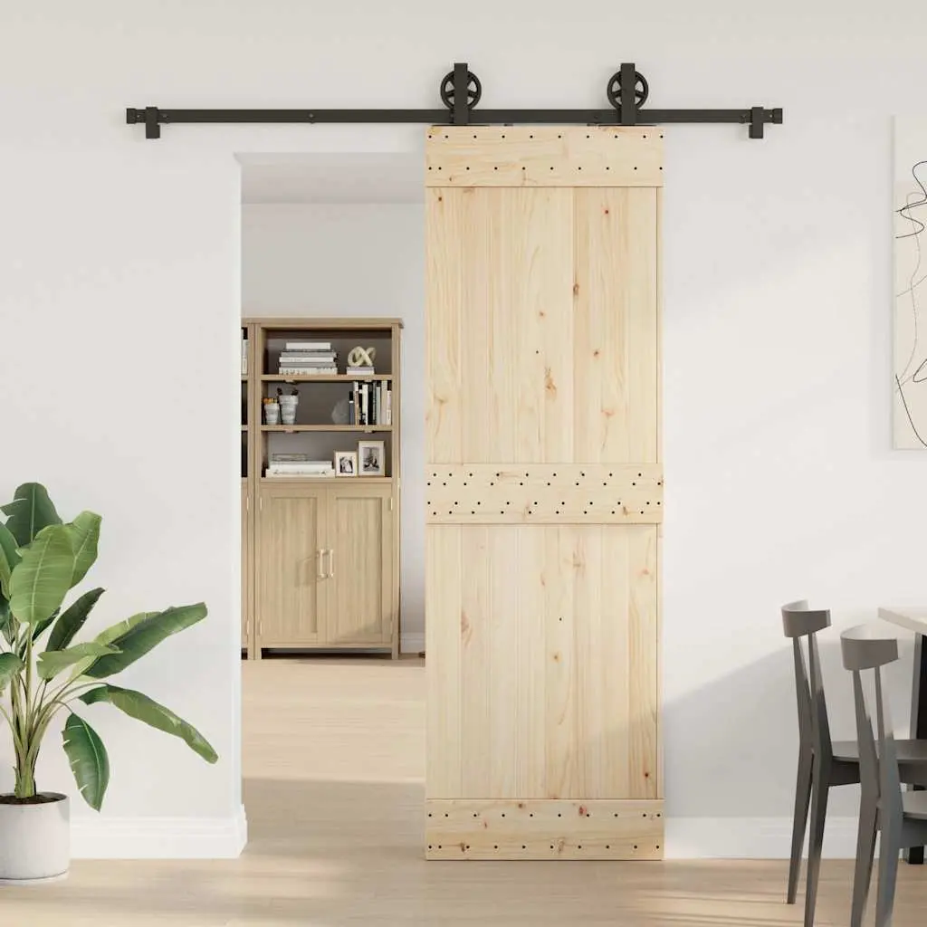 Sliding Door Hardware Kit Black 183cm Steel Track Rail System with Floor Guide