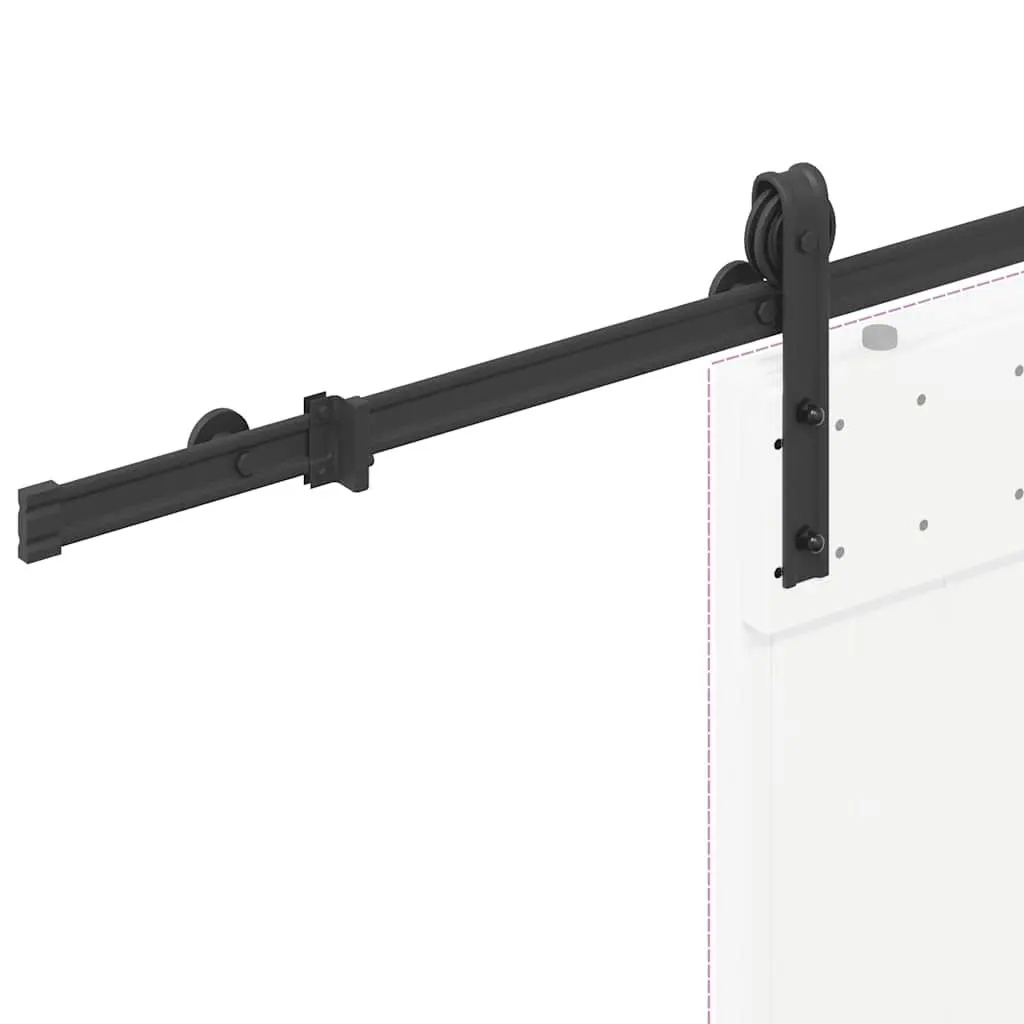 Sliding Door Hardware Kit Black 183cm Steel Track Rail System for Indoor Doors