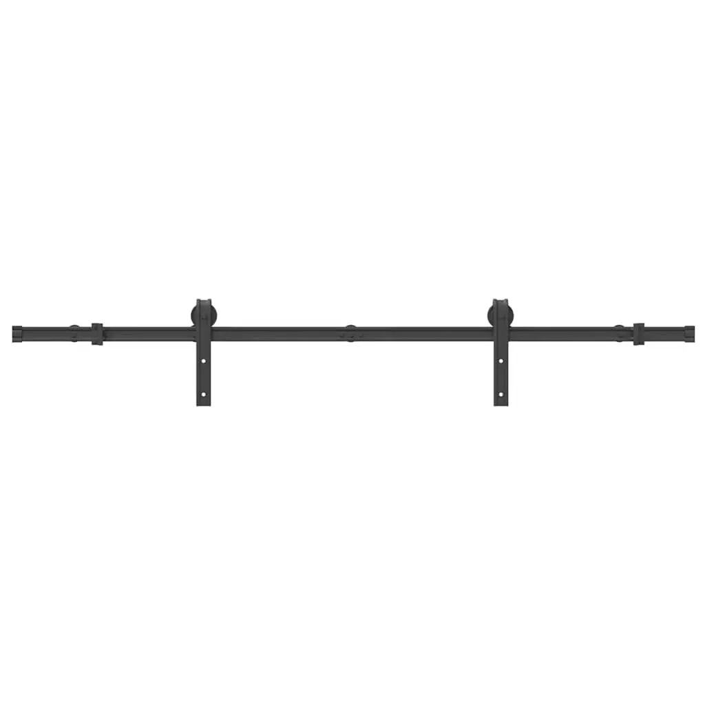 Sliding Door Hardware Kit Black 183cm Steel Track Rail System for Indoor Doors