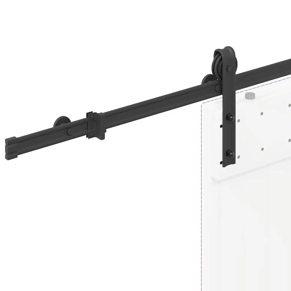 Sliding Door Hardware Kit Black 200cm Powder-coated Steel Track Rail System for Interior Doors