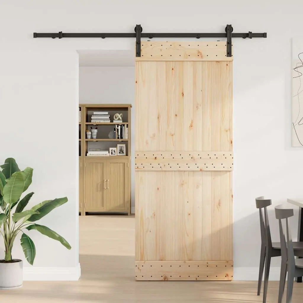 Sliding Door Hardware Kit Black 200cm Powder-coated Steel Track Rail System for Interior Doors