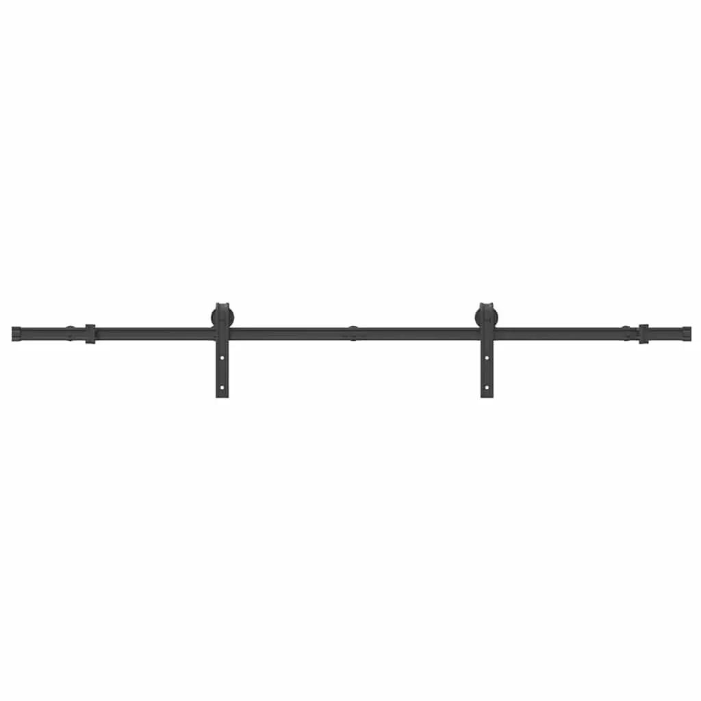 Sliding Door Hardware Kit Black 200cm Powder-coated Steel Track Rail System for Interior Doors