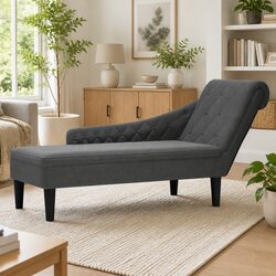 Concise Grey Chaise Lounge Chair with Supportive Pillow