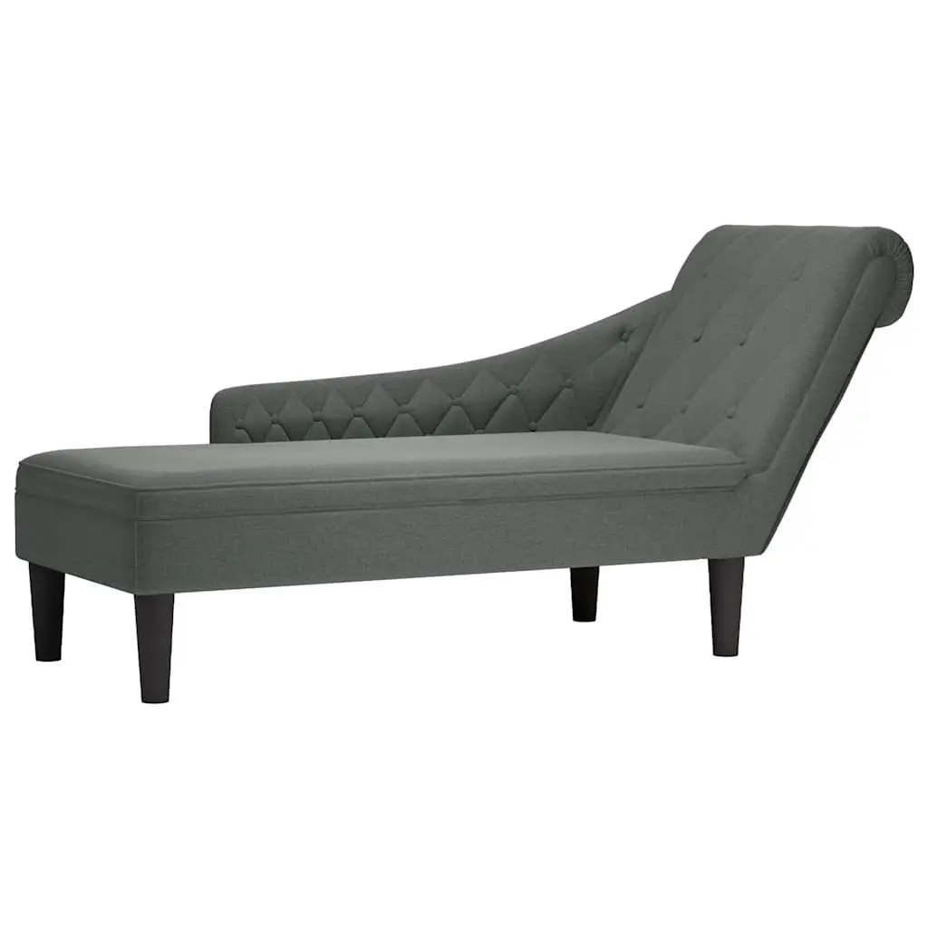 Chaise Lounge Chair Grey Fabric Right Armrest Lumbar Pillow Soft Upholstery High Resilience Foam Filling