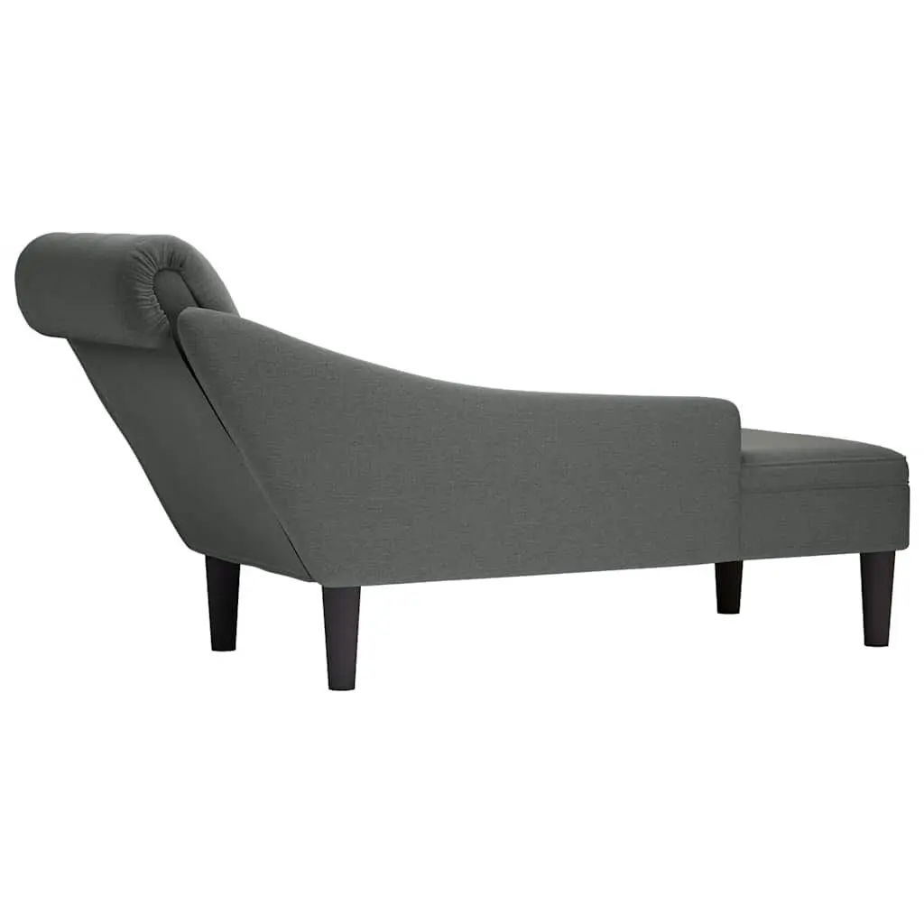 Chaise Lounge Chair Grey Fabric Right Armrest Lumbar Pillow Soft Upholstery High Resilience Foam Filling