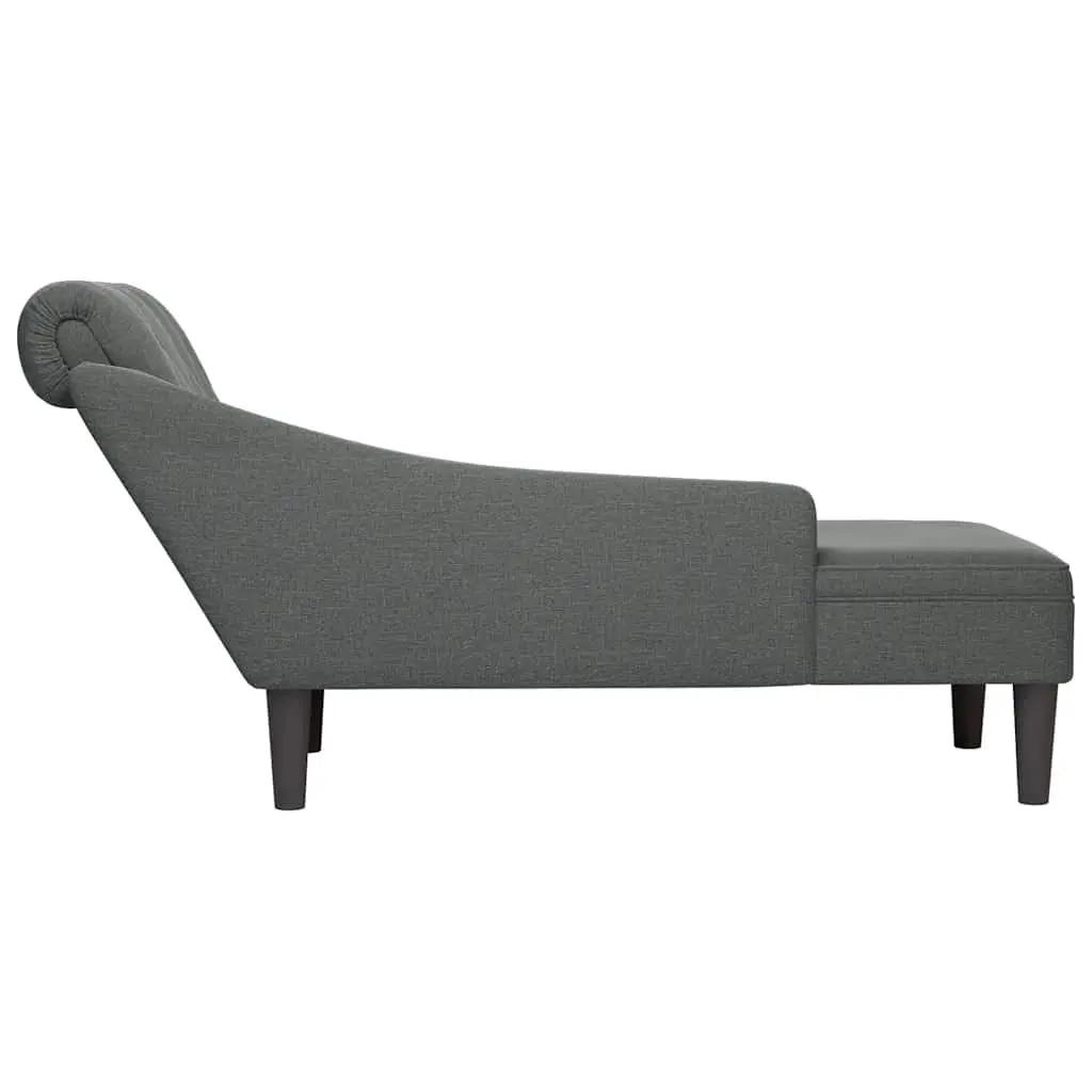 Chaise Lounge Chair Grey Fabric Right Armrest Lumbar Pillow Soft Upholstery High Resilience Foam Filling