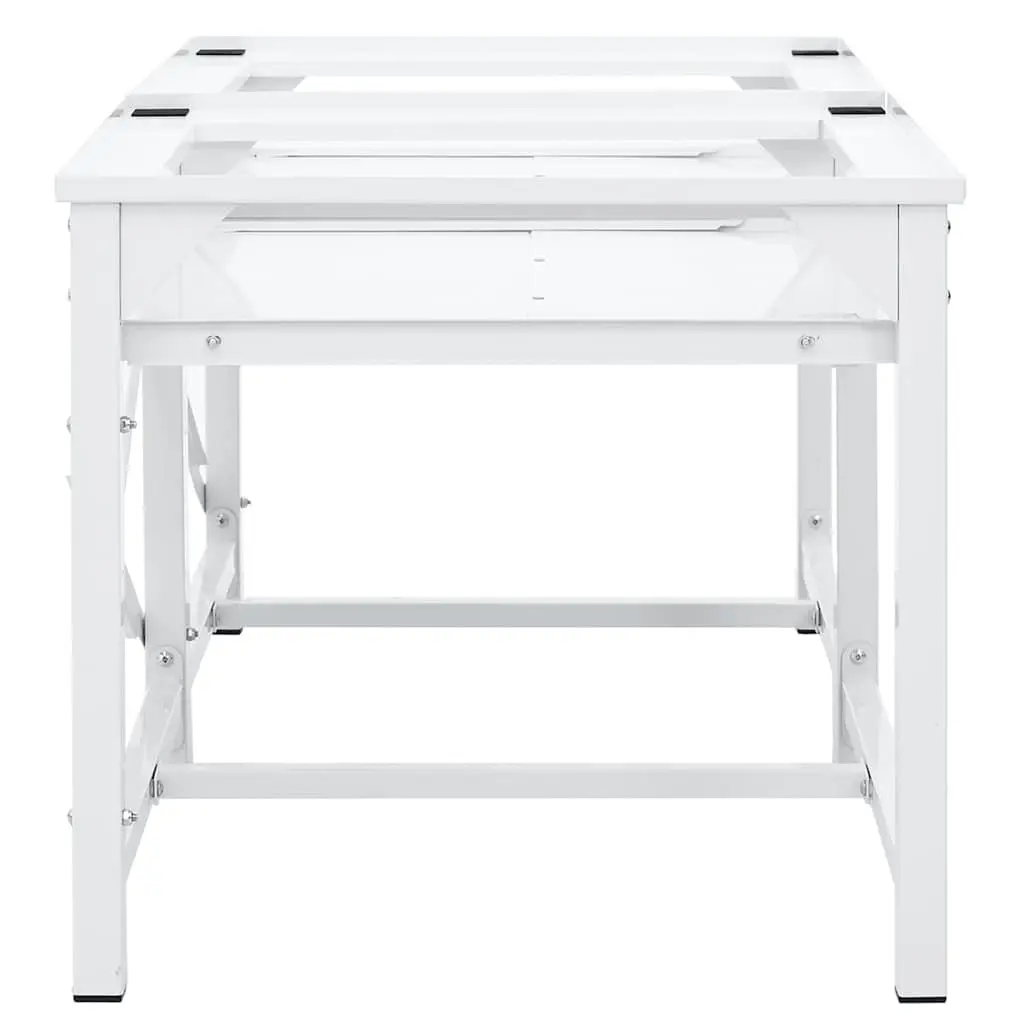 Washing Machine Pedestal White Steel Frame Pull-Out Storage Shelves