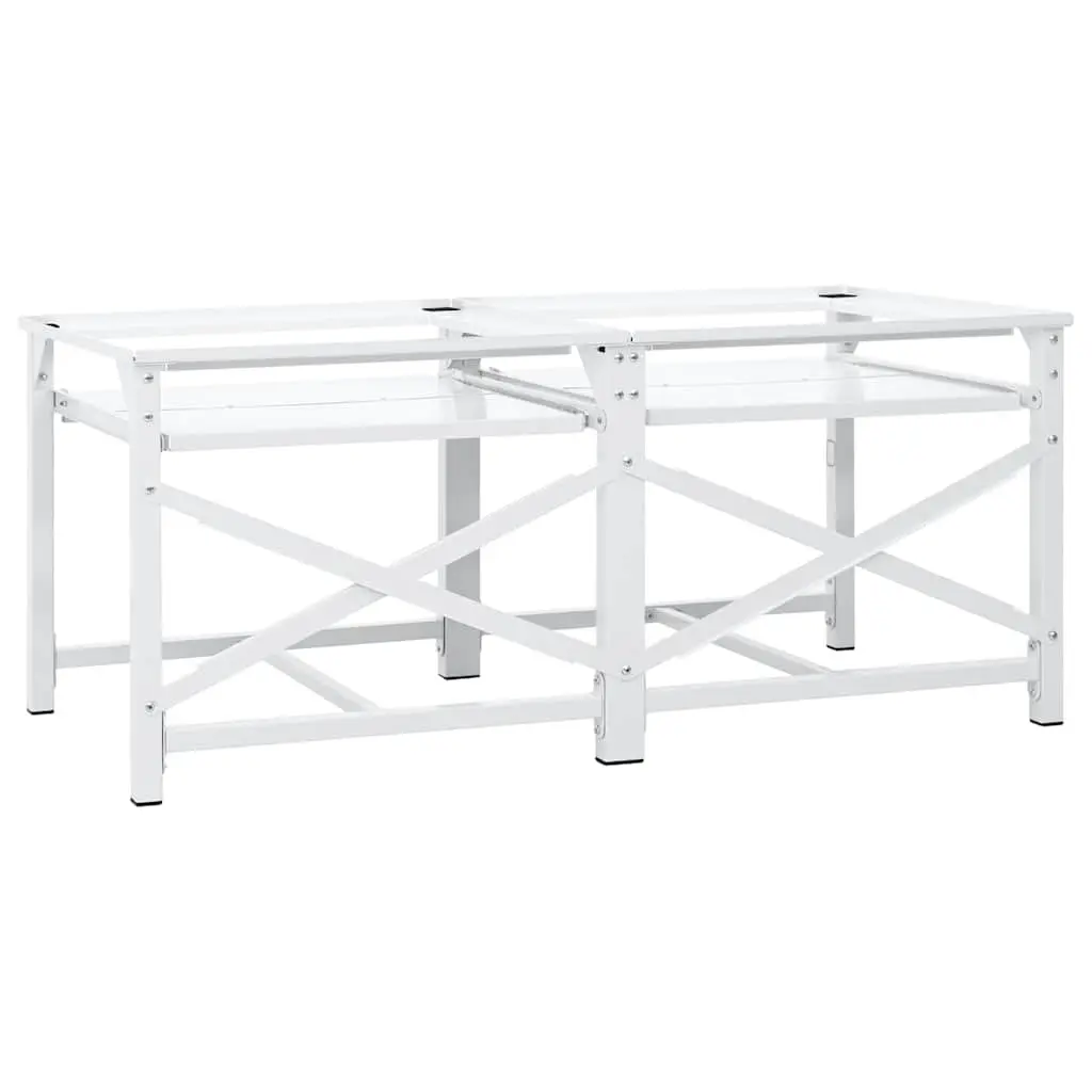 Washing Machine Pedestal White Steel Frame Pull-Out Storage Shelves