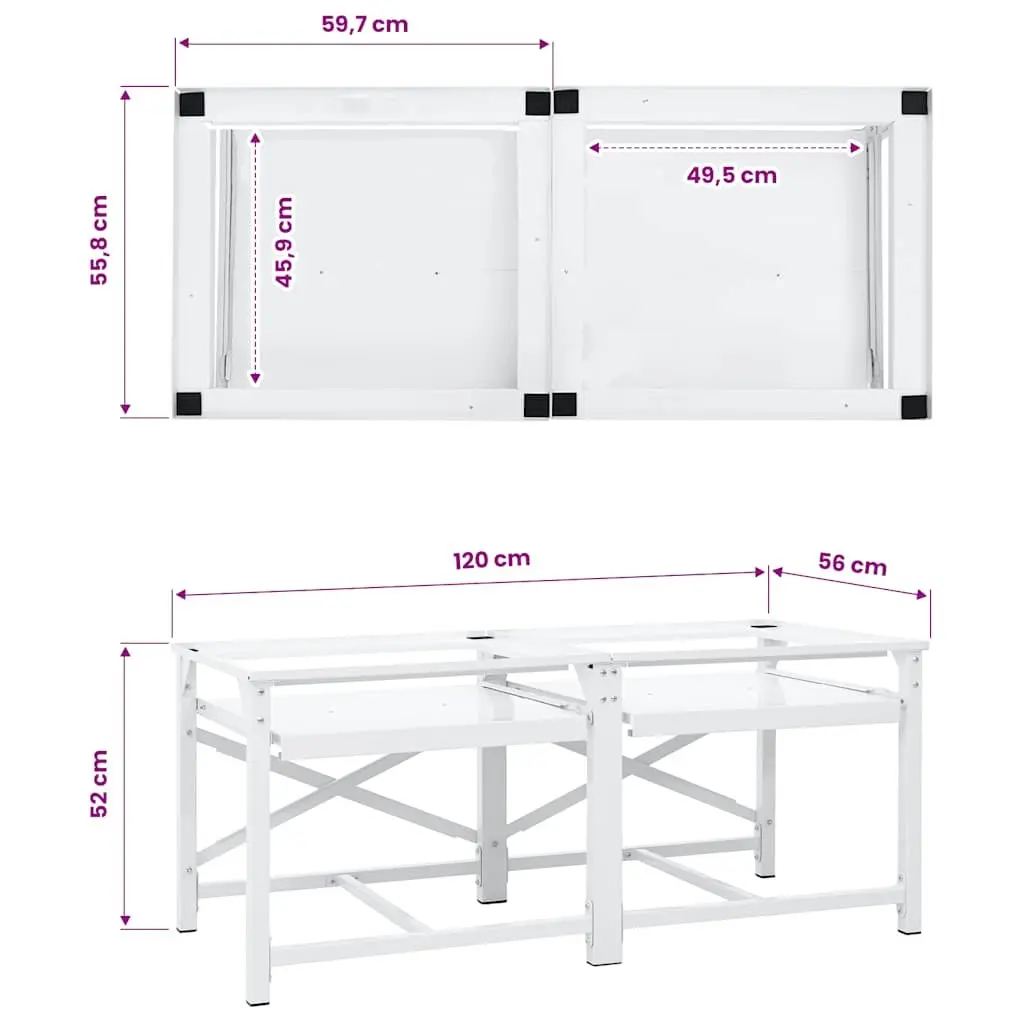 Washing Machine Pedestal White Steel Frame Pull-Out Storage Shelves