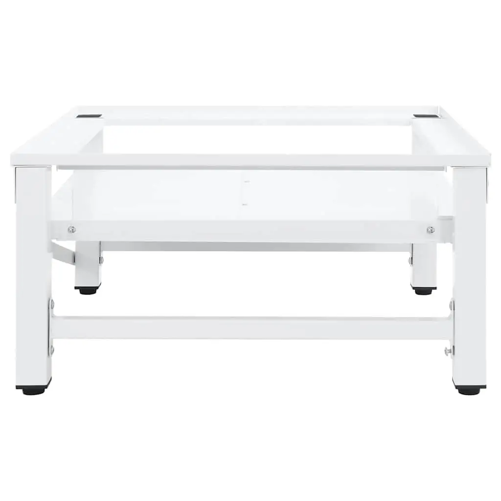 Laundry Pedestal White Steel Frame Storage Riser with Pull-out Shelf for Washing Machines