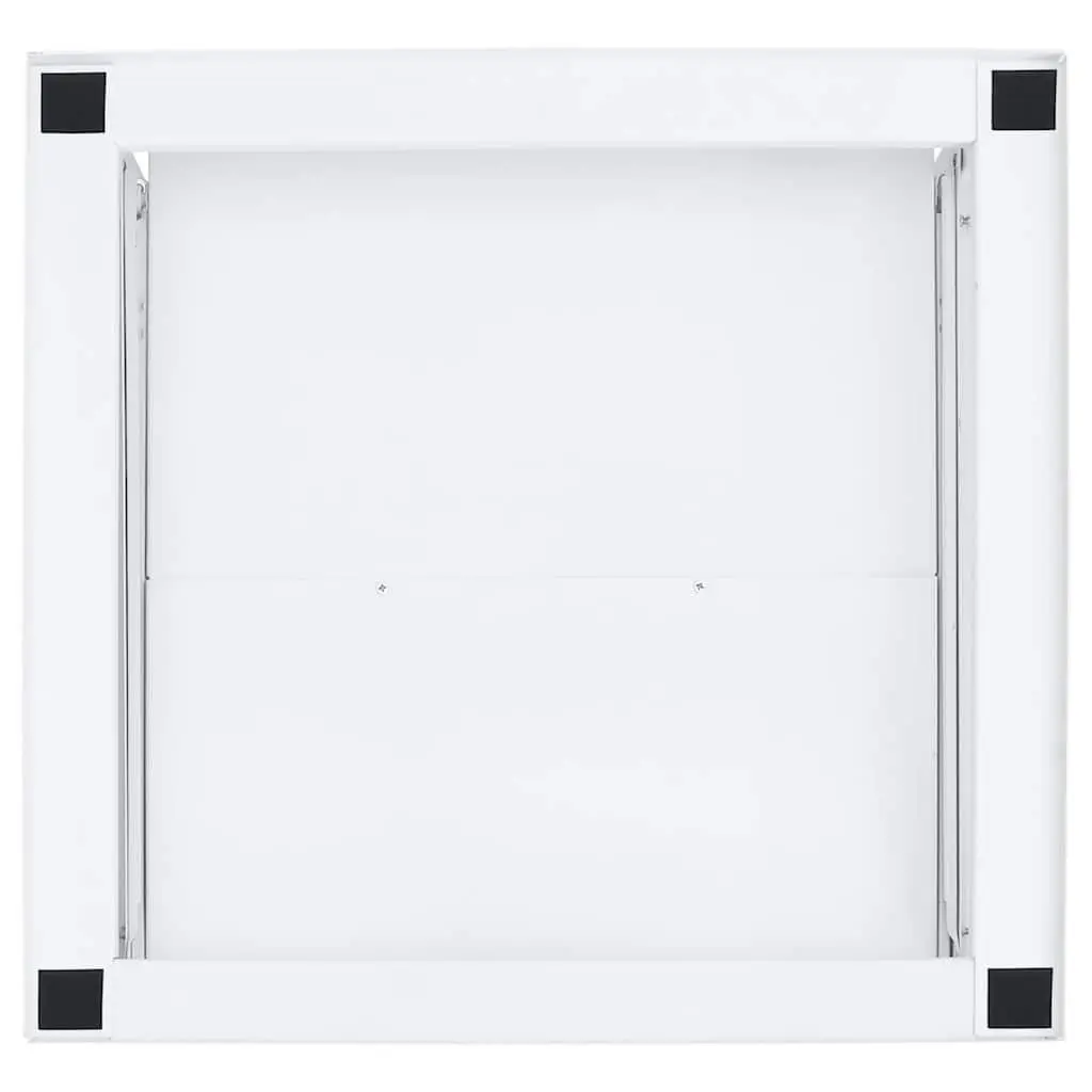 Laundry Pedestal White Steel Frame Storage Riser with Pull-out Shelf for Washing Machines