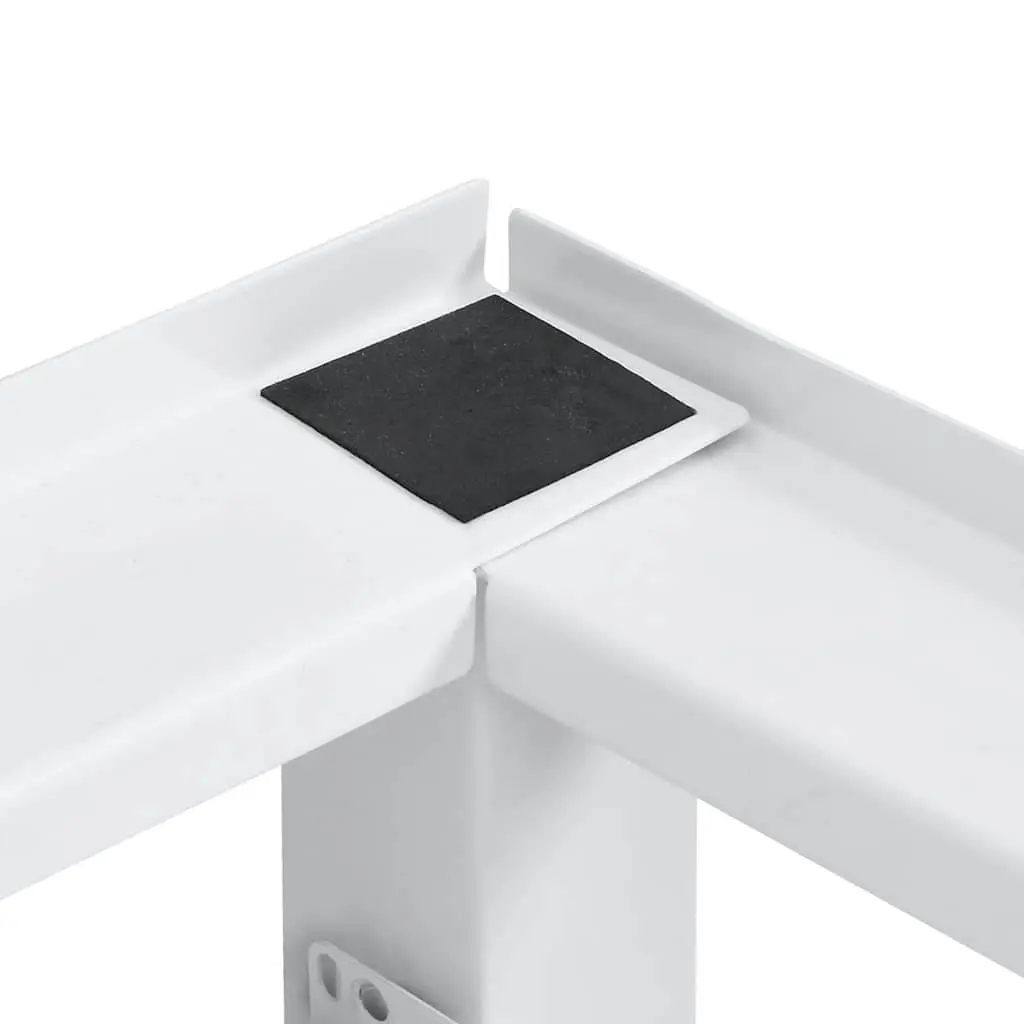 Laundry Pedestal White Steel Frame Storage Riser with Pull-out Shelf for Washing Machines